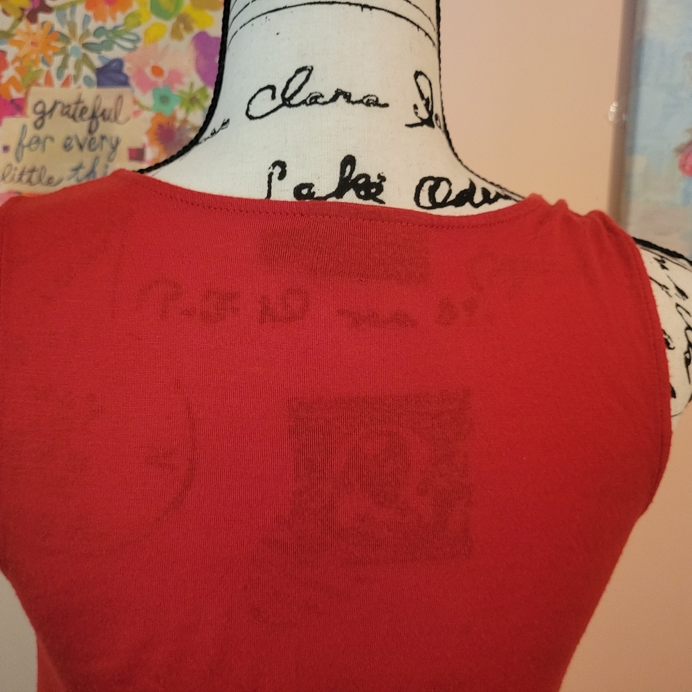100% Modal The Limited Sleeveless Red Boho Top With Pockets, Elastic Hem, EUC XS - Picture 13 of 16